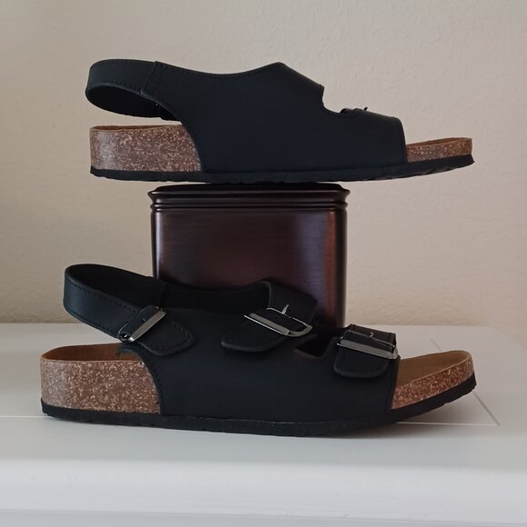 EUC Men's Bos. & Co. "Indiana" Black Leather Buckle Sandals, Size 10 (EUR 43) - Picture 6 of 11